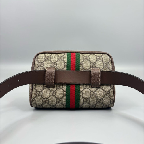 Gucci Web Small Ophidia Belt Bag GG Supreme Monogram Beige Brown Green