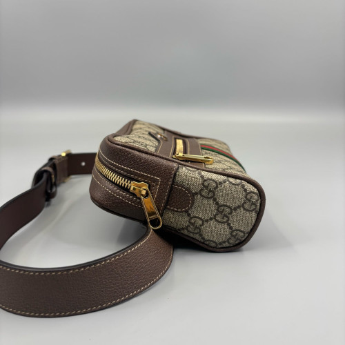 Gucci Web Small Ophidia Belt Bag GG Supreme Monogram Beige Brown Green