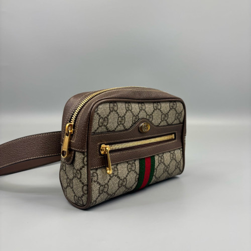 Gucci Web Small Ophidia Belt Bag GG Supreme Monogram Beige Brown Green