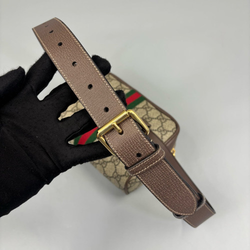 Gucci Web Small Ophidia Belt Bag GG Supreme Monogram Beige Brown Green
