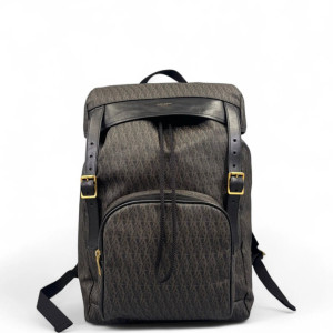 Yves Saint Laurent Backpack Fabric Calfskin Brown Black