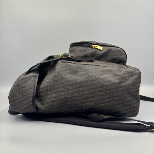 Yves Saint Laurent Backpack Fabric Calfskin Brown Black