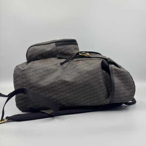Yves Saint Laurent Backpack Fabric Calfskin Brown Black