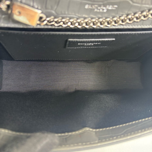 Yves Saint Laurent Medium Kate Corssbody Bag Calfskin Crocodile Embossed Dark Grey