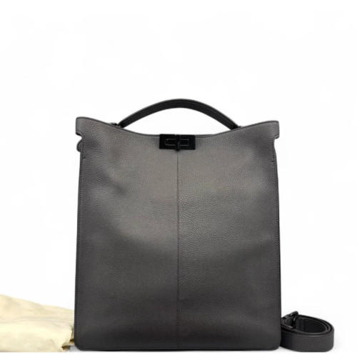 Fendi Peekaboo X-Lite Large Grained Calfskin Dark Grey