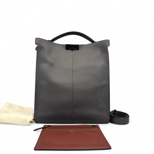 Fendi Peekaboo X-Lite Large Grained Calfskin Dark Grey