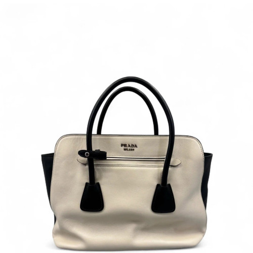 Prada Handbag Calfskin Black White