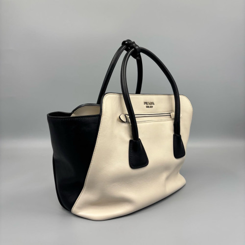 Prada Handbag Calfskin Black White