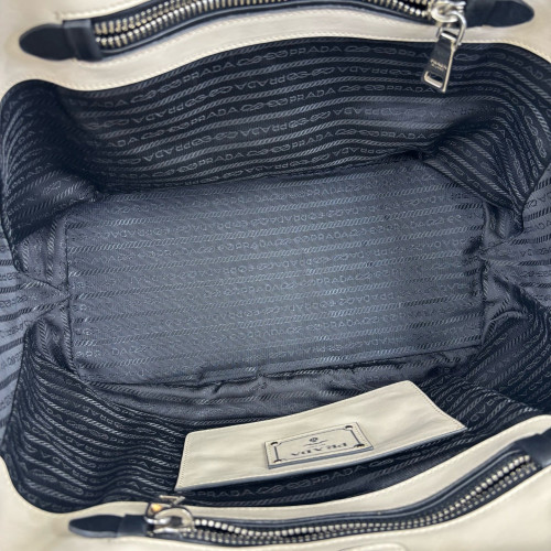 Prada Handbag Calfskin Black White