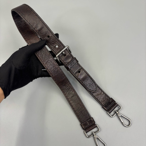 Prada Two-Way Bag Nylon Calfskin Black Dark Brown