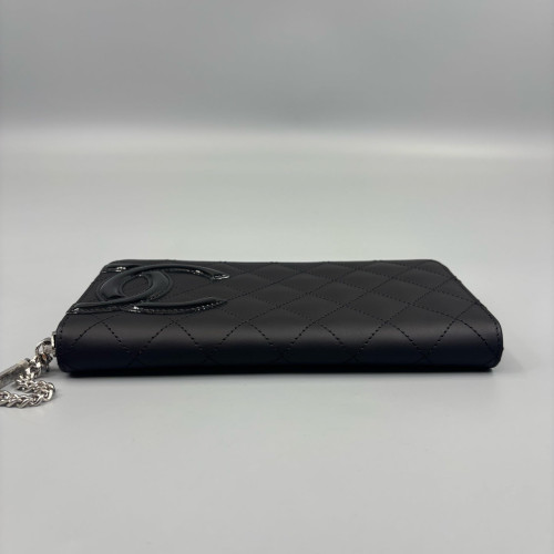 Chanel Quilted Cambon Zip Around Organizer Wallet Calfskin Black