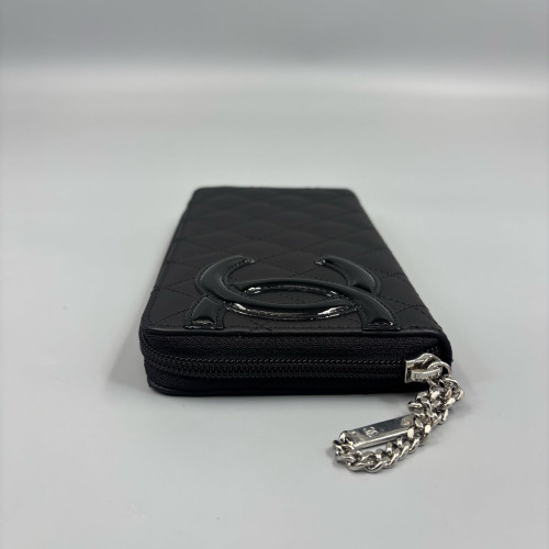 Chanel Quilted Cambon Zip Around Organizer Wallet Calfskin Black