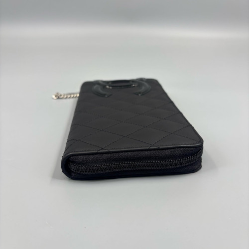 Chanel Quilted Cambon Zip Around Organizer Wallet Calfskin Black
