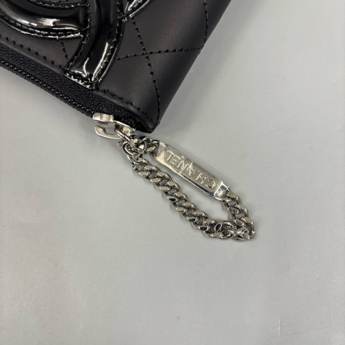 Chanel Quilted Cambon Zip Around Organizer Wallet Calfskin Black