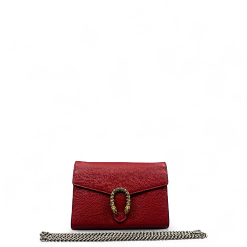 Gucci Mini Dionysus Chain Wallet Grained Calfskin Red Gucci Mini Dionysus Chain Wallet Grained Calfskin Red