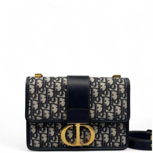 Dior 30 Montaigne Flap Bag Oblique Beige Black Navy