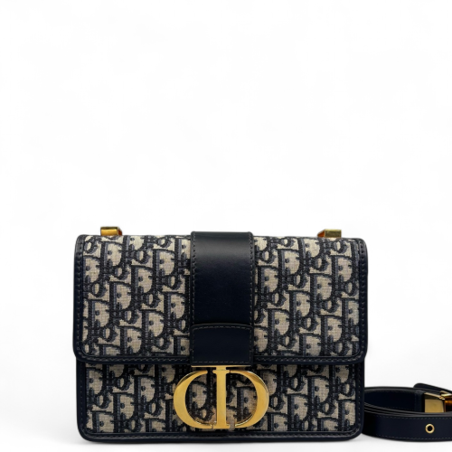 Dior 30 Montaigne Flap Bag Oblique Beige Black Navy