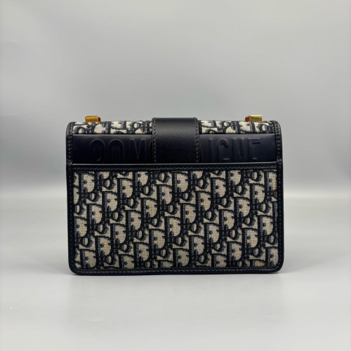 Dior 30 Montaigne Flap Bag Oblique Beige Black Navy