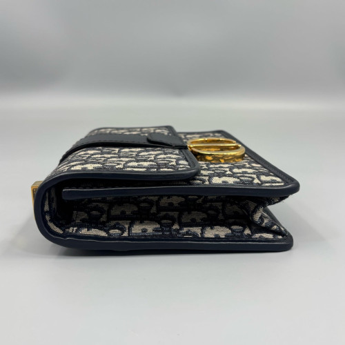 Dior 30 Montaigne Flap Bag Oblique Beige Black Navy