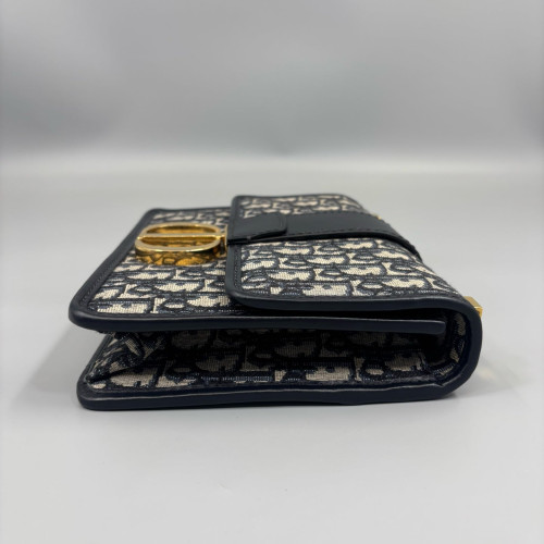 Dior 30 Montaigne Flap Bag Oblique Beige Black Navy