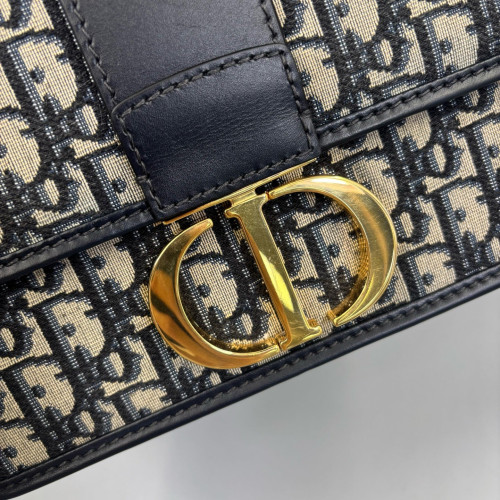 Dior 30 Montaigne Flap Bag Oblique Beige Black Navy