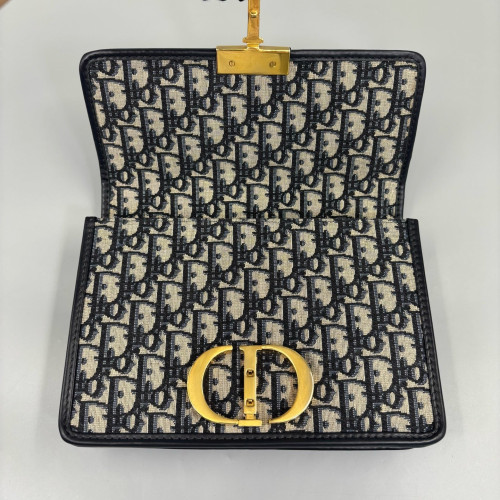 Dior 30 Montaigne Flap Bag Oblique Beige Black Navy