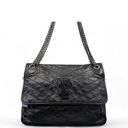 Yves Saint Laurent Large Niki Chain Pull Up Leather Black