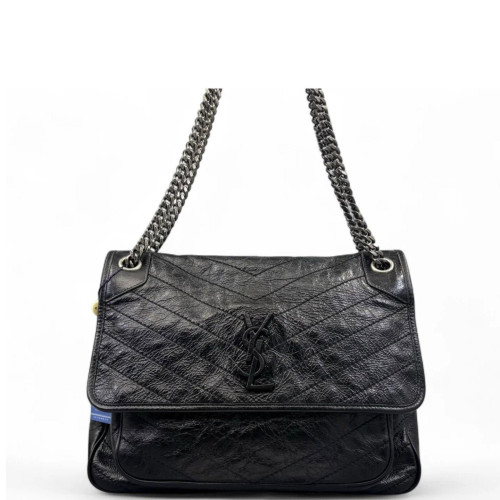 Yves Saint Laurent Large Niki Chain Pull Up Leather Black