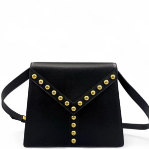 Yves Saint Laurent Studded Crossbody Bag Calfskin Black