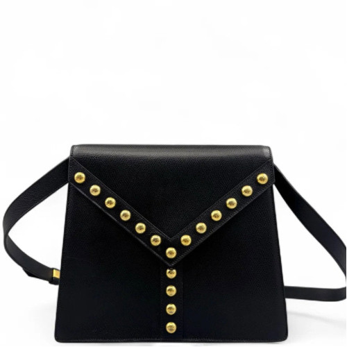 Yves Saint Laurent Studded Crossbody Bag Calfskin Black