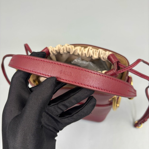 Chloe Small Roy Bucket Bag Calfskin Canvas Burgundy Beige Chloe Small Roy Bucket Bag Calfskin Canvas Burgundy Beige