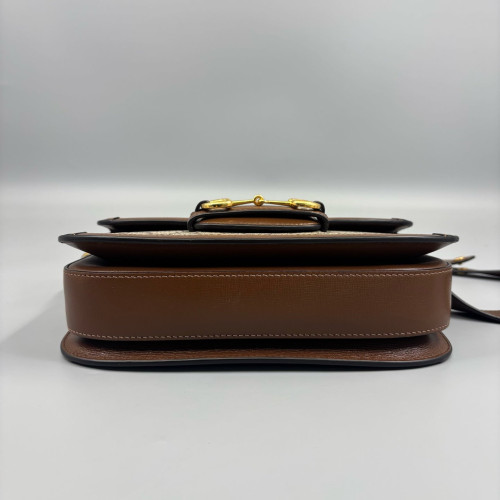Gucci Medium Horsebit 1955 GG Supreme Monogram Calfskin Brown Beige Gucci Medium Horsebit 1955 GG Supreme Monogram Calfskin Brown Beige
