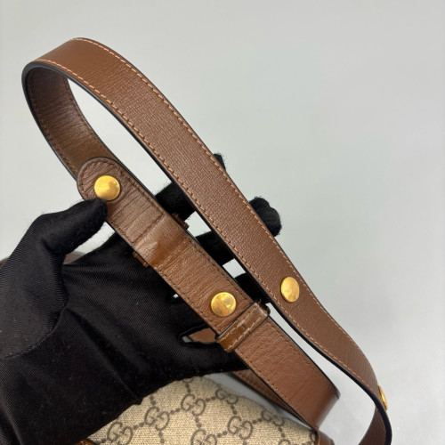 Gucci Medium Horsebit 1955 GG Supreme Monogram Calfskin Brown Beige Gucci Medium Horsebit 1955 GG Supreme Monogram Calfskin Brown Beige