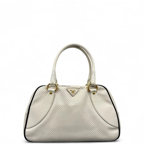 Prada Bowling Bag Calfskin White Prada Bowling Bag Calfskin White