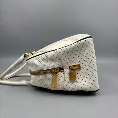Prada Bowling Bag Calfskin White Prada Bowling Bag Calfskin White