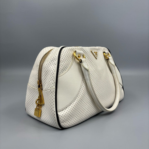 Prada Bowling Bag Calfskin White Prada Bowling Bag Calfskin White