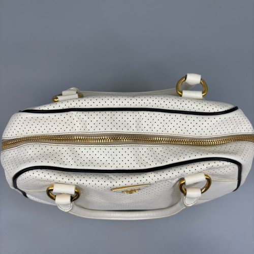 Prada Bowling Bag Calfskin White Prada Bowling Bag Calfskin White