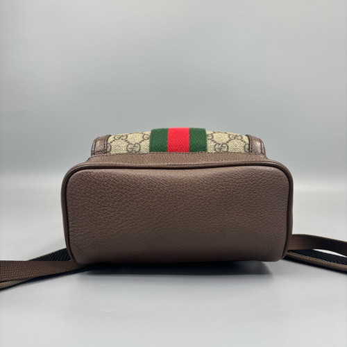 Gucci Web Small Ophidia Day Backpack GG Supreme Monogram Beige Brown Green