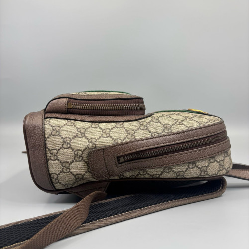 Gucci Web Small Ophidia Day Backpack GG Supreme Monogram Beige Brown Green