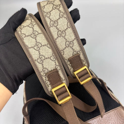Gucci Web Small Ophidia Day Backpack GG Supreme Monogram Beige Brown Green