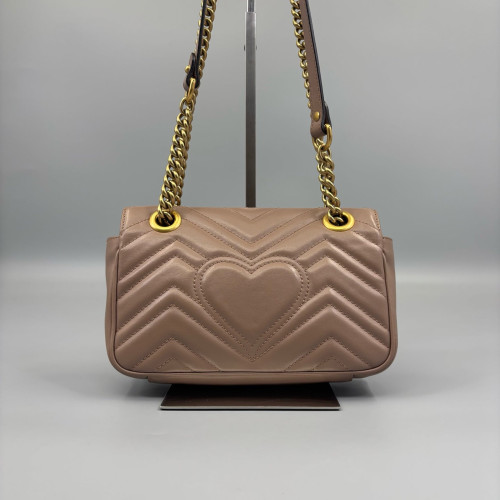 Gucci Chevron Mini GG Marmont Calfskin Natural Tan