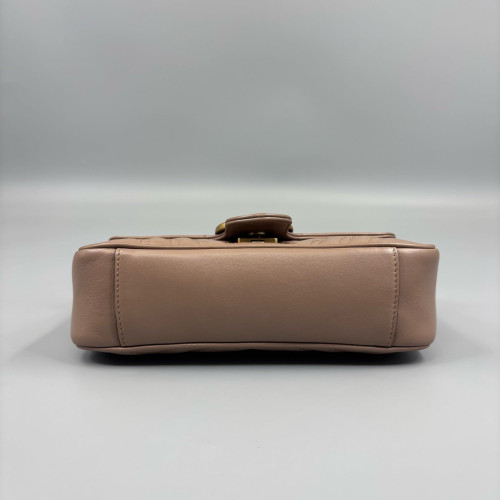 Gucci Chevron Mini GG Marmont Calfskin Natural Tan