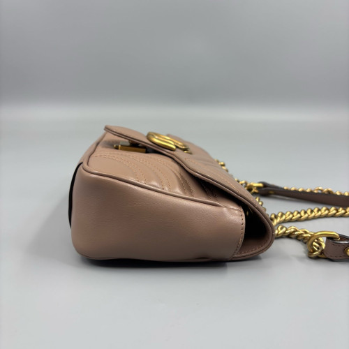 Gucci Chevron Mini GG Marmont Calfskin Natural Tan