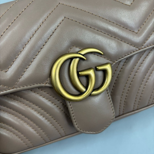 Gucci Chevron Mini GG Marmont Calfskin Natural Tan