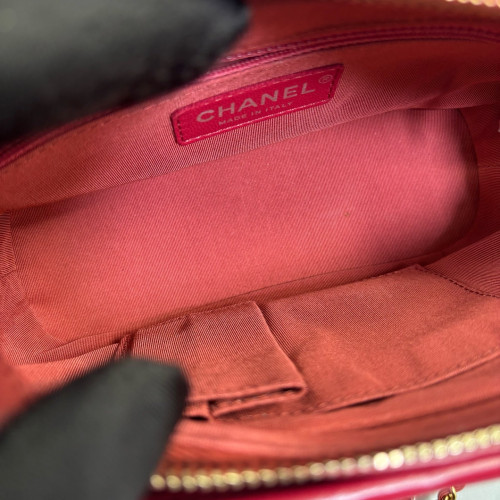Chanel Chevron Quilted Small Gabrielle Hobo Calfskin Orange Red