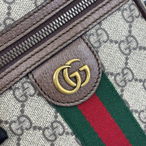 Gucci North-South Ophidia Web Camera Case GG Supreme Monogram Calfskin Beige Brown Green