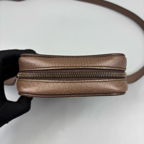 Gucci North-South Ophidia Web Camera Case GG Supreme Monogram Calfskin Beige Brown Green