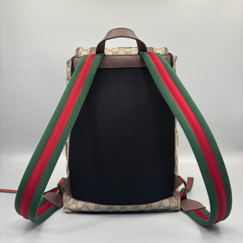 Gucci Embroidered Backpack GG Supreme Monogram Brown Black Gucci Embroidered Backpack GG Supreme Monogram Brown Black