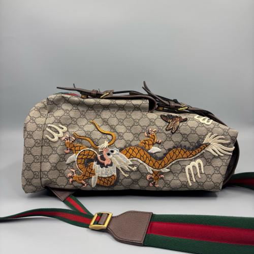 Gucci Embroidered Backpack GG Supreme Monogram Brown Black Gucci Embroidered Backpack GG Supreme Monogram Brown Black