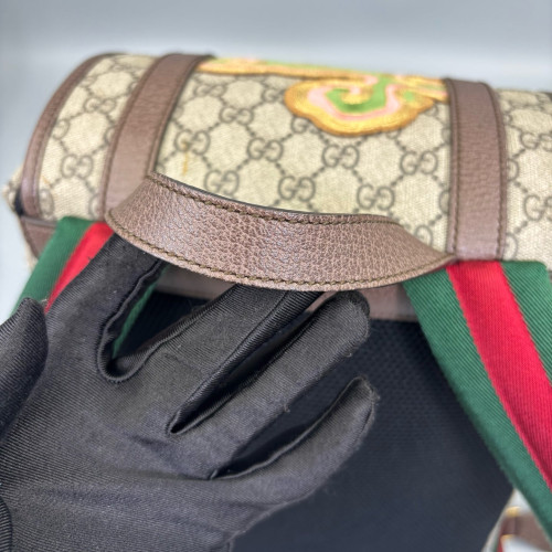 Gucci Embroidered Backpack GG Supreme Monogram Brown Black Gucci Embroidered Backpack GG Supreme Monogram Brown Black